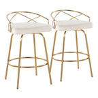 Tabouret de comptoir à hauteur fixe Silver Orchid Charlotte Glam 26 (lot de 2)