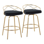 Tabouret de comptoir à hauteur fixe Silver Orchid Charlotte Glam 26 (lot de 2)