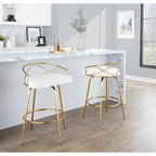 Tabouret de comptoir à hauteur fixe Silver Orchid Charlotte Glam 26 (lot de 2)