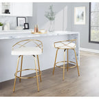 Tabouret de comptoir à hauteur fixe Silver Orchid Charlotte Glam 26 (lot de 2)