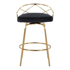 Tabouret de comptoir à hauteur fixe Silver Orchid Charlotte Glam 26 (lot de 2)