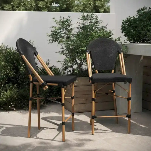 2PK Stacking Bistro Chair with Metal Frame & PE Seat