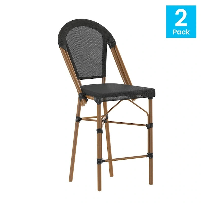 Lot de 2 chaises de bistro empilables avec structure en métal et assise en PE