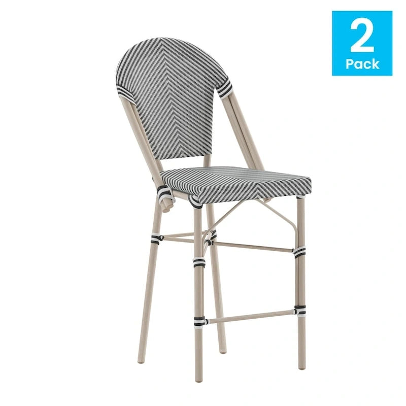 Lot de 2 chaises de bistro empilables avec structure en métal et assise en PE