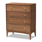 Commode Landis de style moderne du milieu du siècle, en frêne et noyer, à 4 tiroirs
