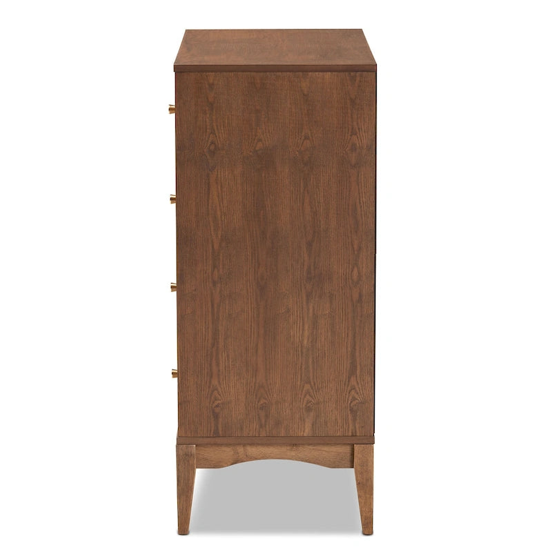 Commode Landis de style moderne du milieu du siècle, en frêne et noyer, à 4 tiroirs