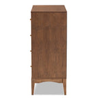 Commode Landis de style moderne du milieu du siècle, en frêne et noyer, à 4 tiroirs