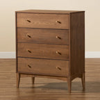 Commode Landis de style moderne du milieu du siècle, en frêne et noyer, à 4 tiroirs