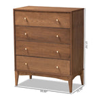 Commode Landis de style moderne du milieu du siècle, en frêne et noyer, à 4 tiroirs