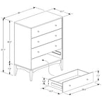 Commode Landis de style moderne du milieu du siècle, en frêne et noyer, à 4 tiroirs