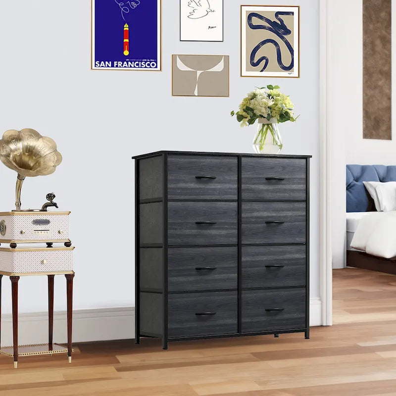 Tour de rangement verticale moderne à 8 tiroirs en tissu pour chambre à coucher