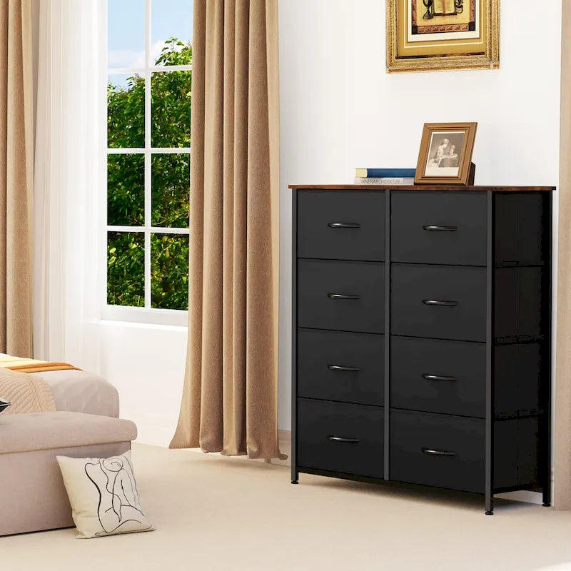 Tour de rangement verticale moderne à 8 tiroirs en tissu pour chambre à coucher