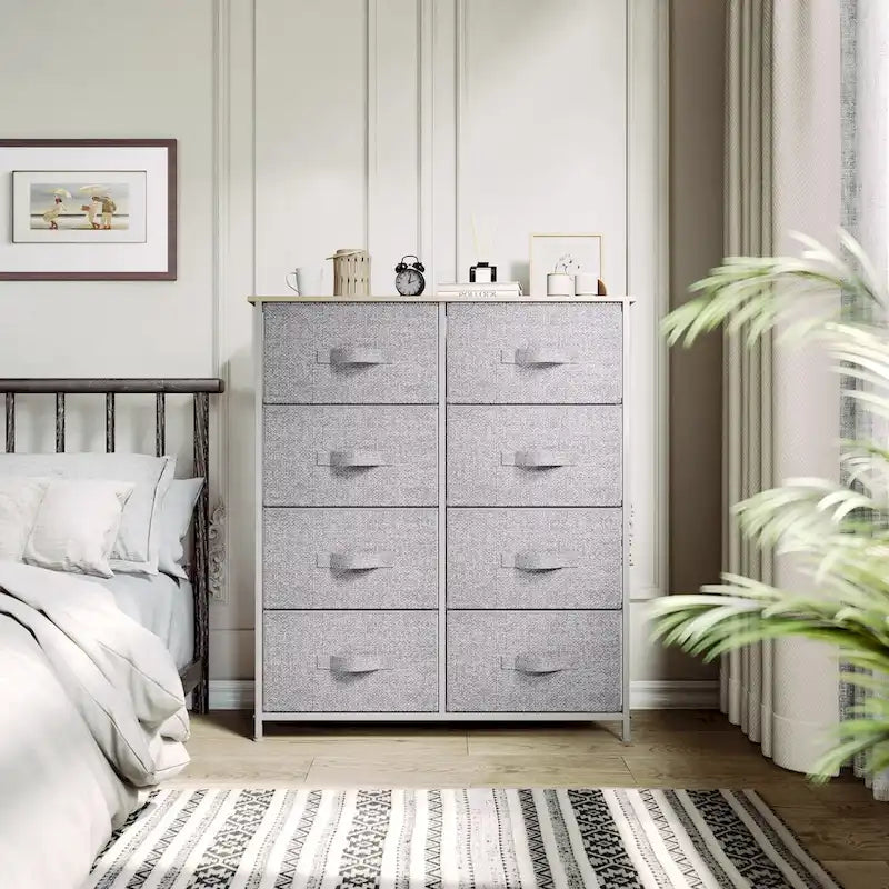 Tour de rangement verticale moderne à 8 tiroirs en tissu pour chambre à coucher