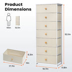 Commode à 7 tiroirs, tour de rangement pour chambre à coucher