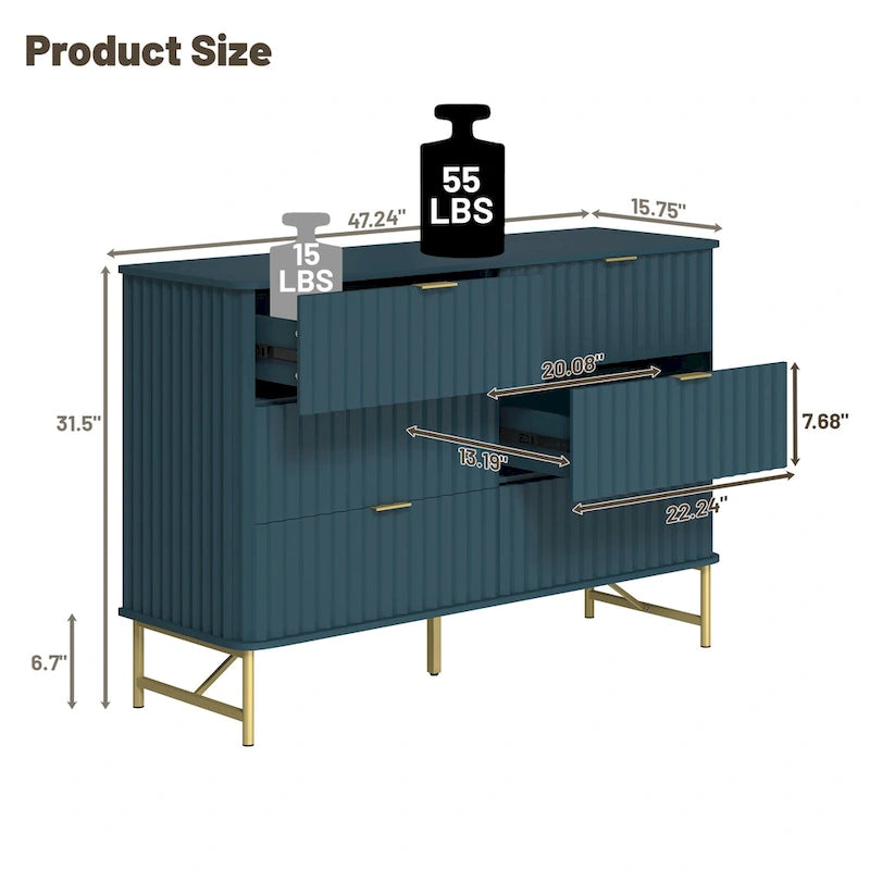 Commode d'appoint moderne Clihome en MDF à 6 tiroirs