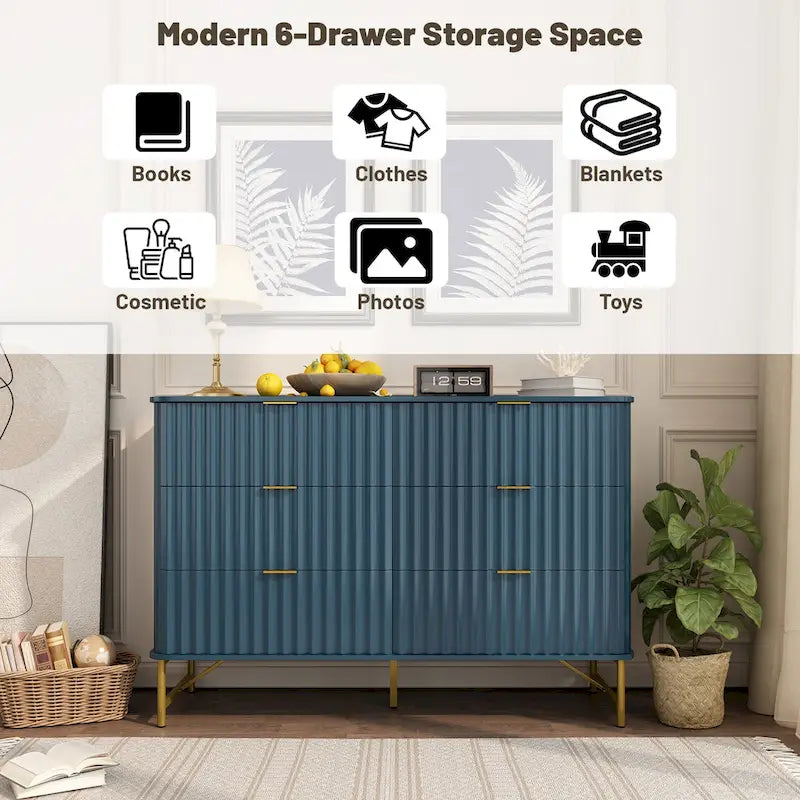 Commode d'appoint moderne Clihome en MDF à 6 tiroirs