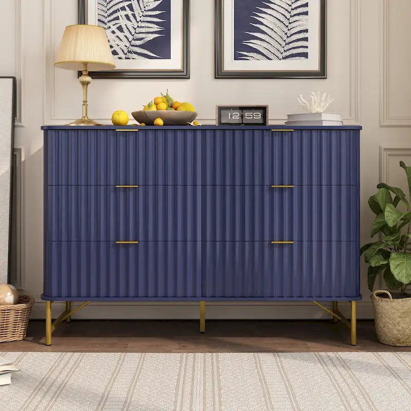 Commode d'appoint moderne Clihome en MDF à 6 tiroirs