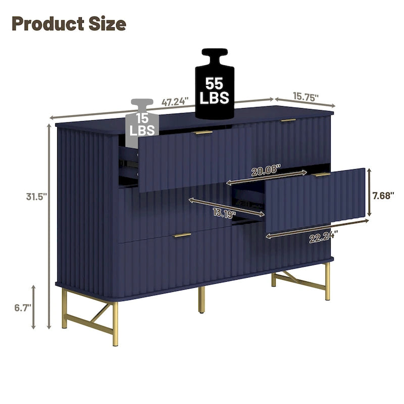 Commode d'appoint moderne Clihome en MDF à 6 tiroirs