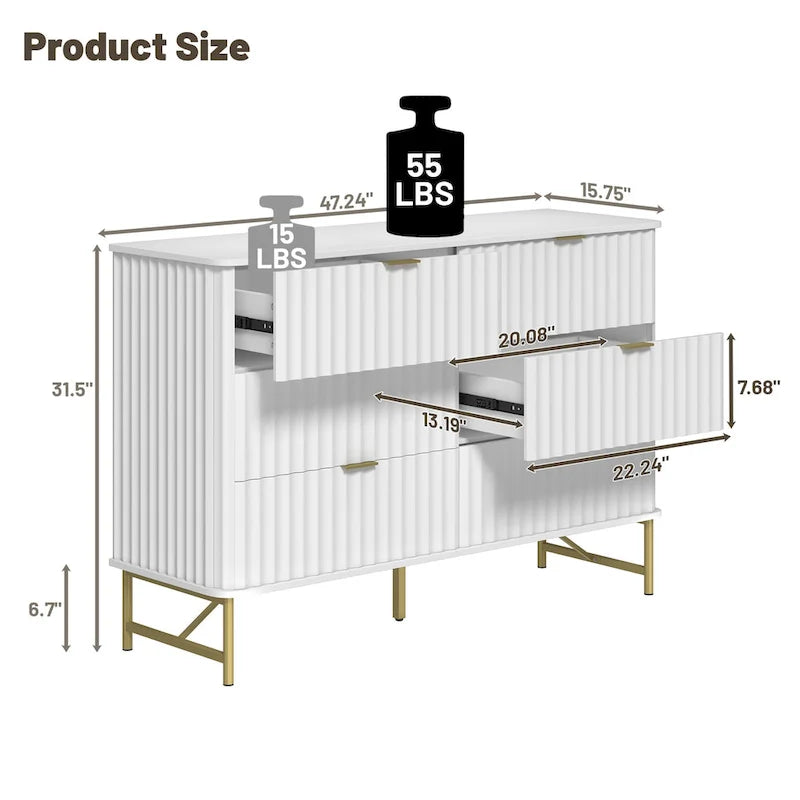 Commode d'appoint moderne Clihome en MDF à 6 tiroirs