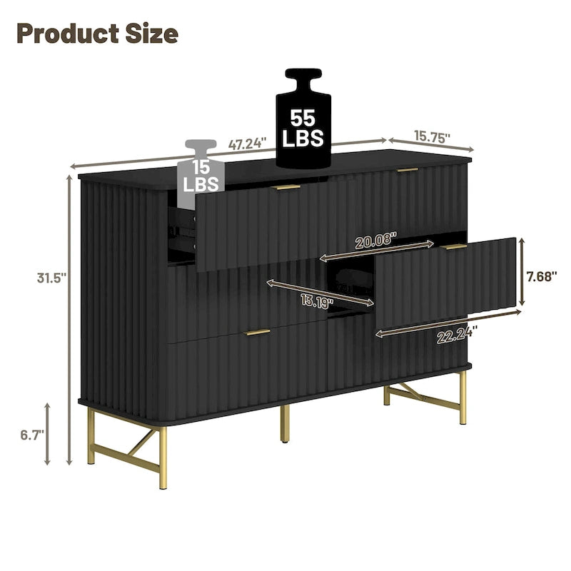 Commode d'appoint moderne Clihome en MDF à 6 tiroirs