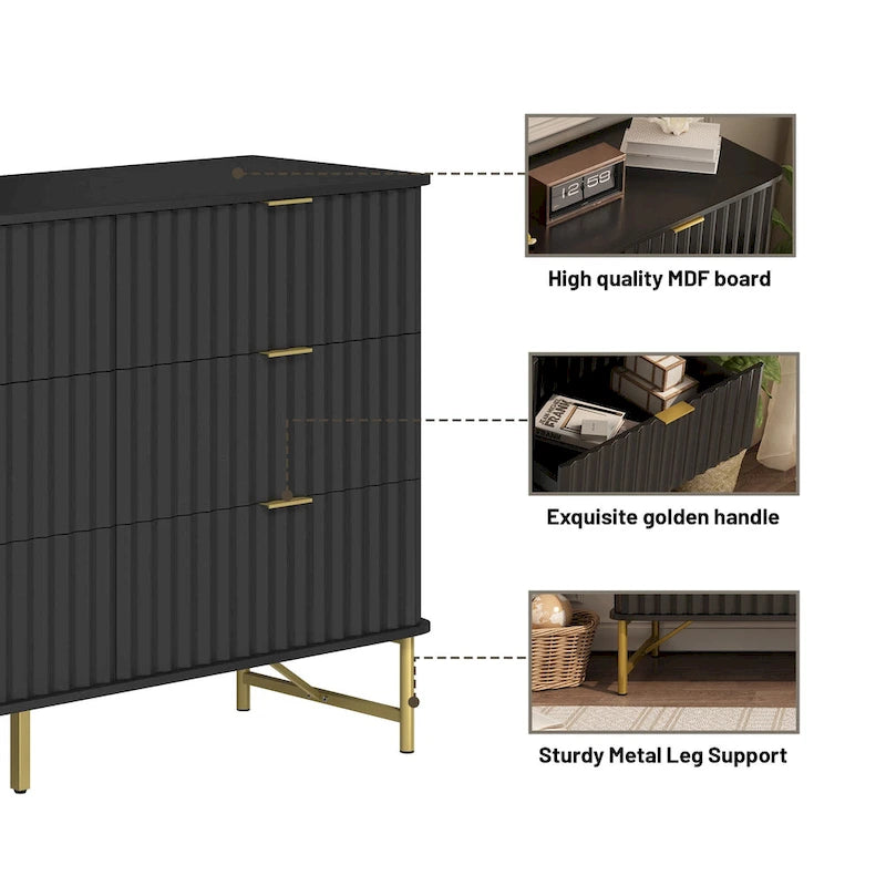 Commode d'appoint moderne Clihome en MDF à 6 tiroirs