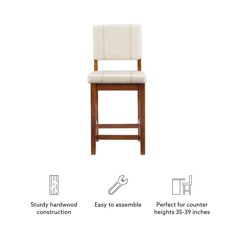 Tabouret de bar Milano en similicuir crème, hauteur comptoir