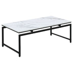 Ensemble de table basse Clark 3 pièces avec plateau en faux marbre blanc