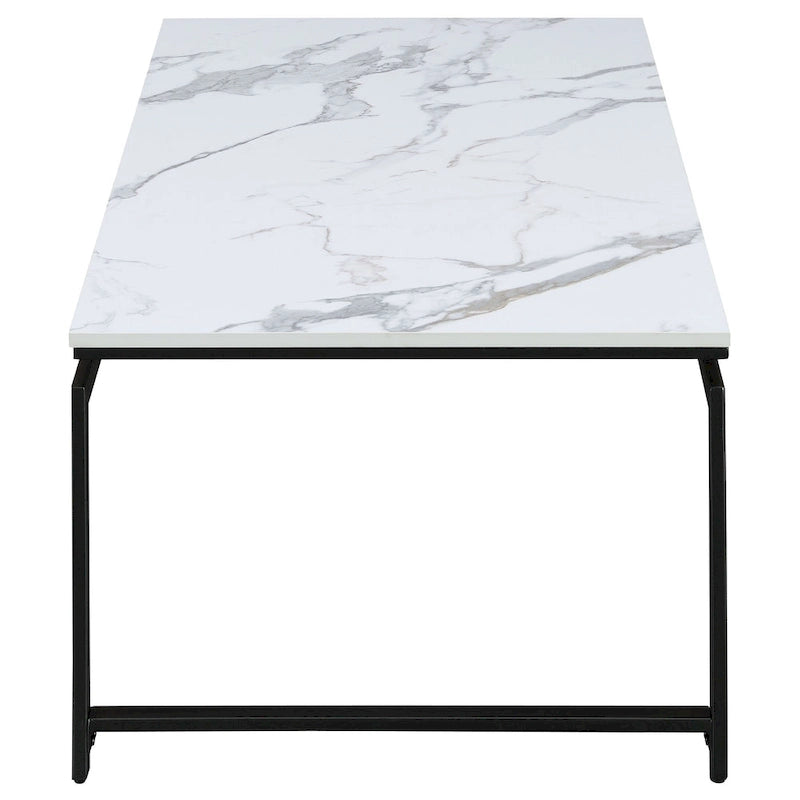 Ensemble de table basse Clark 3 pièces avec plateau en faux marbre blanc