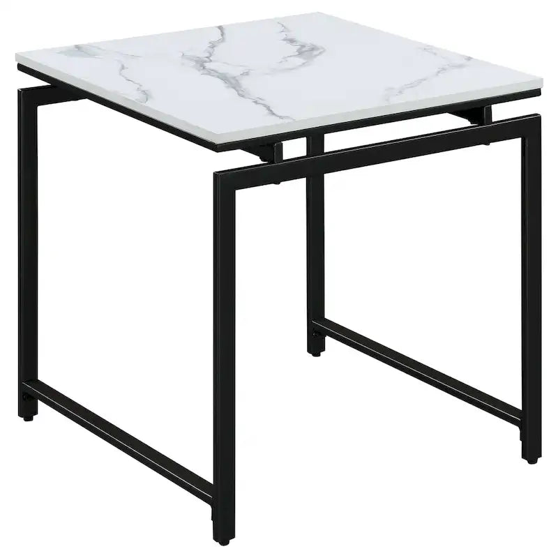 Ensemble de table basse Clark 3 pièces avec plateau en faux marbre blanc