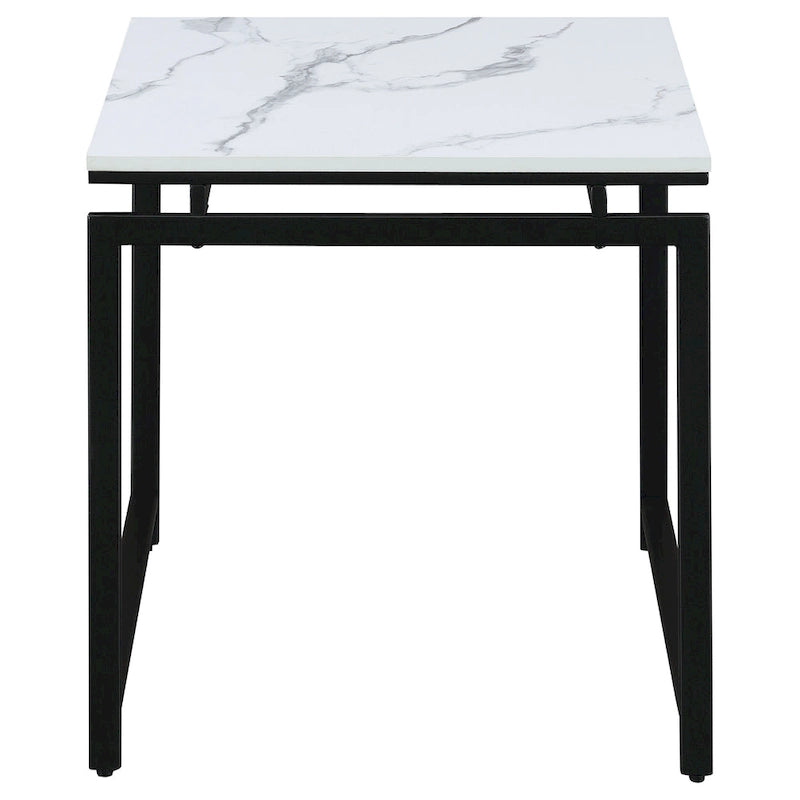 Ensemble de table basse Clark 3 pièces avec plateau en faux marbre blanc