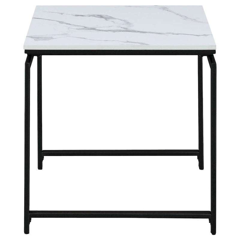 Ensemble de table basse Clark 3 pièces avec plateau en faux marbre blanc