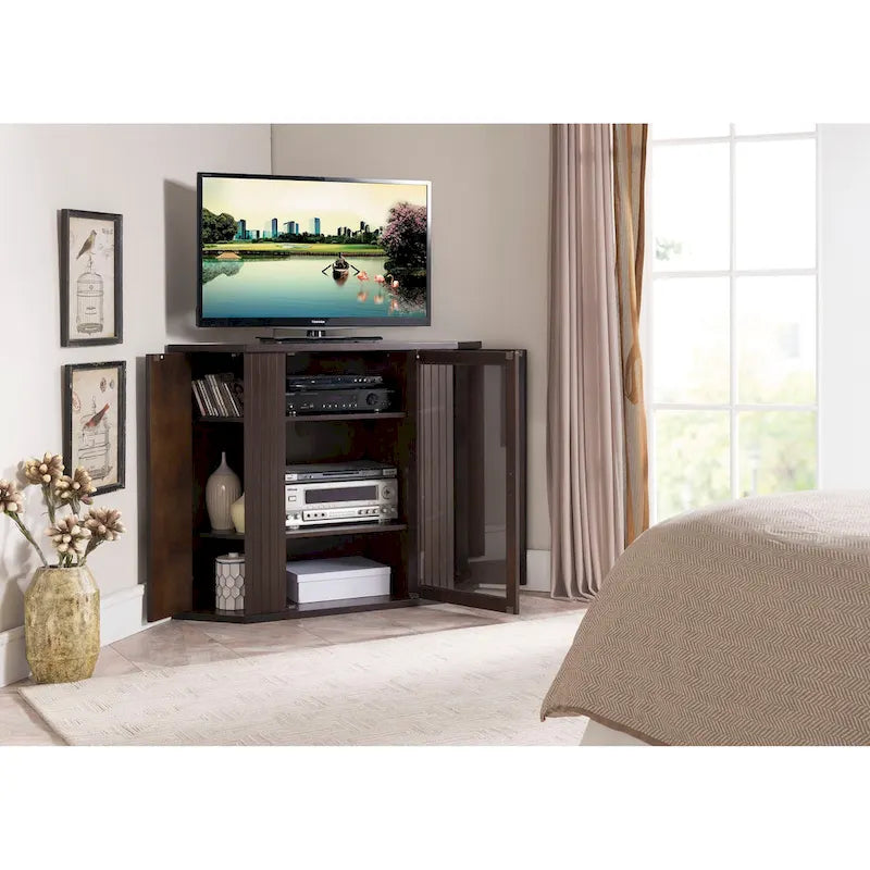 Meuble TV/multimédia d'angle en bois - 119 cm de largeur