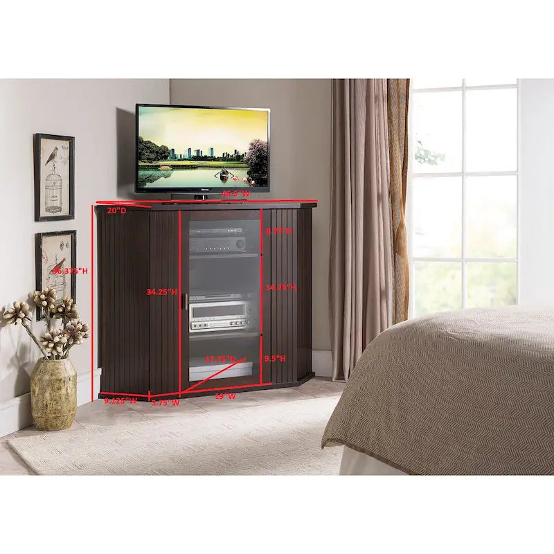 Meuble TV/multimédia d'angle en bois - 119 cm de largeur