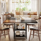 Table de salle à manger ronde pour 4 personnes, table de cuisine de 120 cm avec étagère de rangement