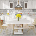 Table de salle à manger ronde pour 4 personnes, table de cuisine de 120 cm avec étagère de rangement