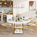 Table de salle à manger ronde pour 4 personnes, table de cuisine de 120 cm avec étagère de rangement