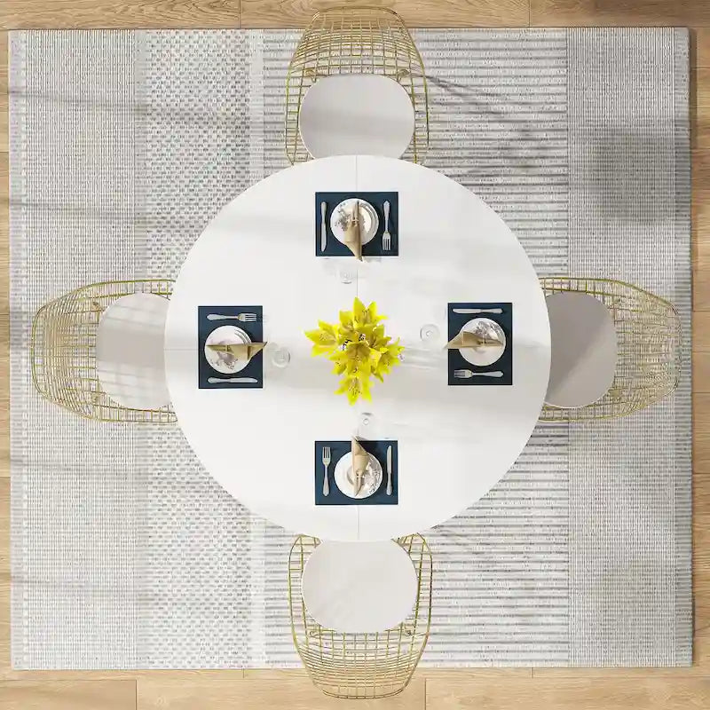 Table de salle à manger ronde pour 4 personnes, table de cuisine de 120 cm avec étagère de rangement