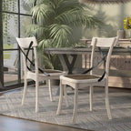 Chaises McFarlane Farmhouse en bois blanc antique à dossier en X de Furniture of America (lot de 2)