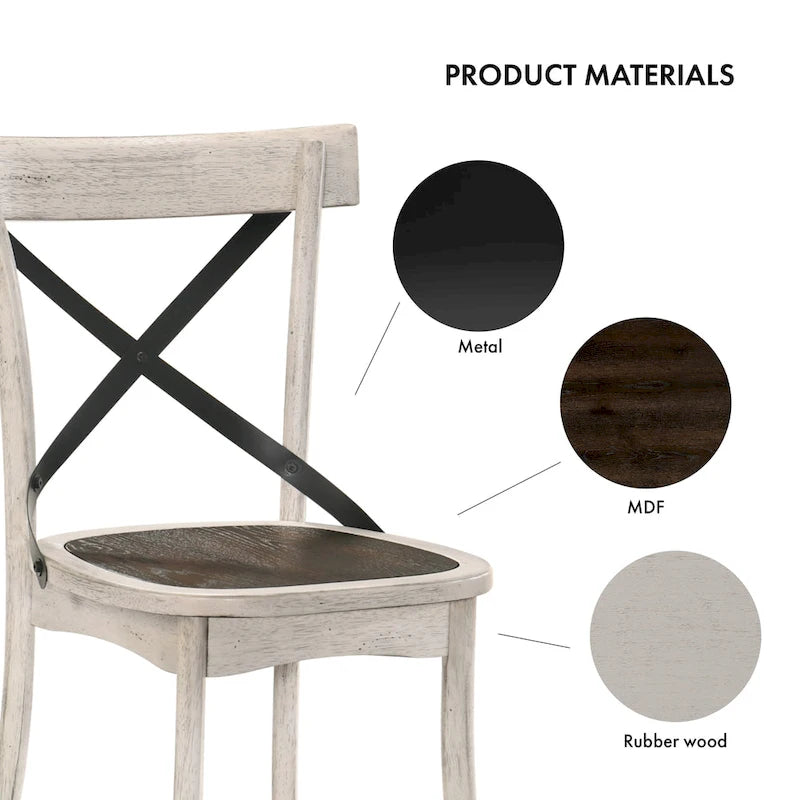 Chaises McFarlane Farmhouse en bois blanc antique à dossier en X de Furniture of America (lot de 2)