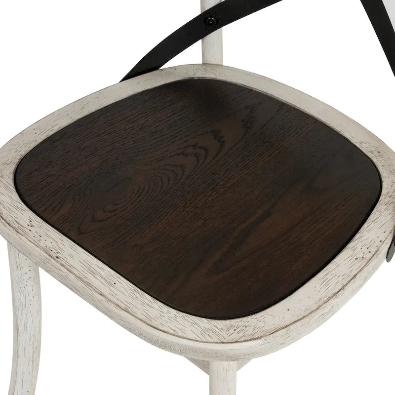 Chaises McFarlane Farmhouse en bois blanc antique à dossier en X de Furniture of America (lot de 2)