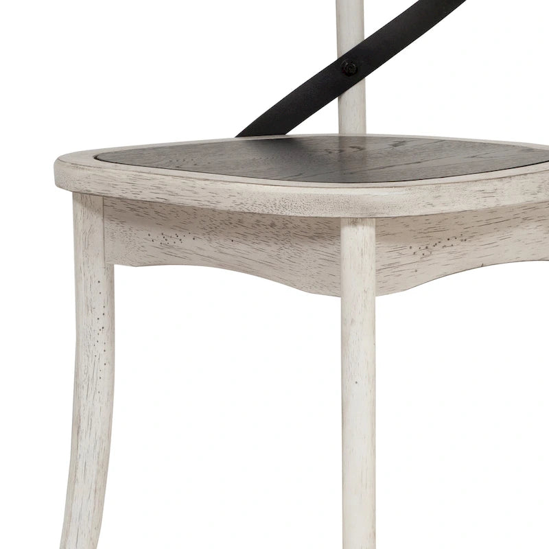 Chaises McFarlane Farmhouse en bois blanc antique à dossier en X de Furniture of America (lot de 2)