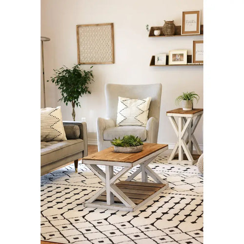 Table basse combinée blanche aztèque