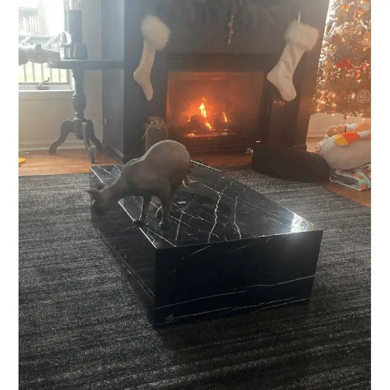 Table basse en marbre véritable - Marbre noir