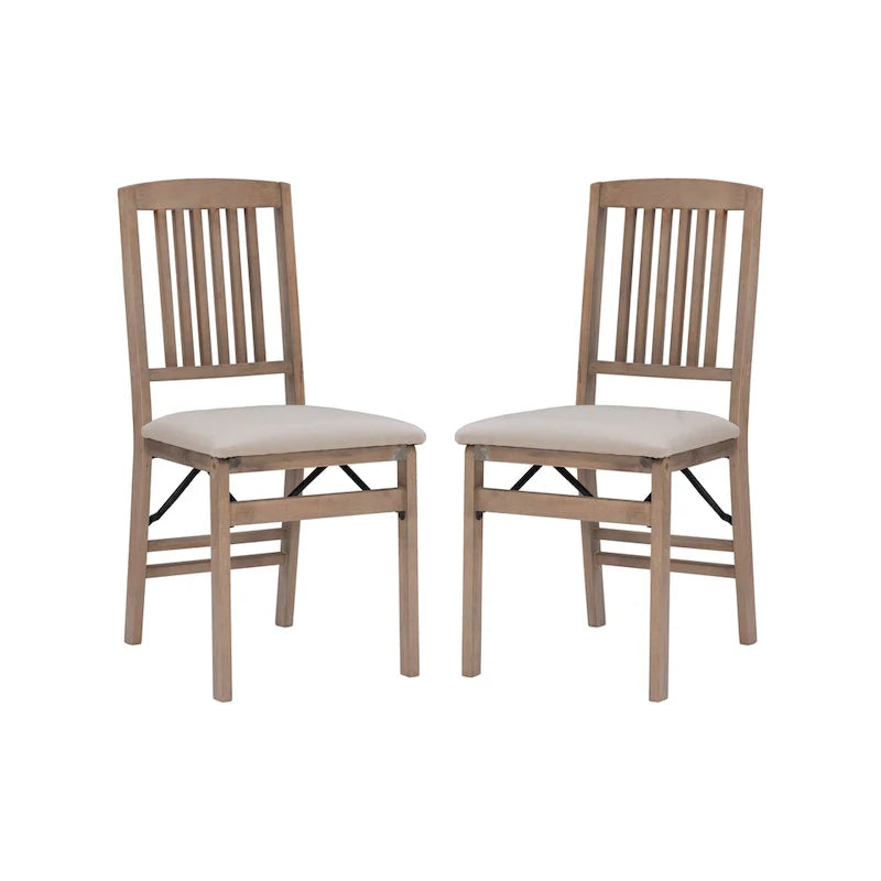 Chaises de salle à manger pliantes en bois gris délavé Lesvos Mission (lot de 2)