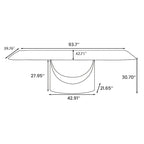 Table de salle à manger moderne Hobart 63-94 avec plateau rectangulaire en pierre frittée et pieds en acier au carbone pour 4 à 10 personnes