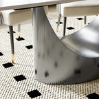 Table de salle à manger moderne Hobart 63-94 avec plateau rectangulaire en pierre frittée et pieds en acier au carbone pour 4 à 10 personnes