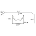 Table de salle à manger moderne Hobart 63-94 avec plateau rectangulaire en pierre frittée et pieds en acier au carbone pour 4 à 10 personnes