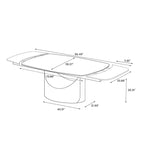 Table de salle à manger moderne Hobart 63-94 avec plateau rectangulaire en pierre frittée et pieds en acier au carbone pour 4 à 10 personnes