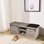 Banc d'entrée de style ferme avec coussin - 119 cm