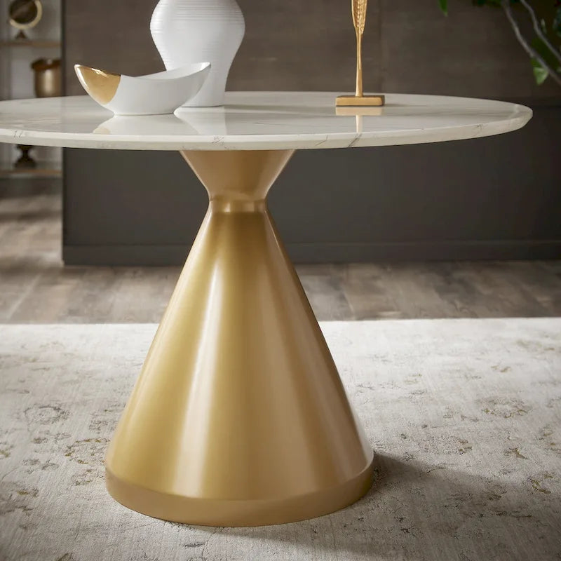 Table de salle à manger ronde Darcy 46 de large en faux marbre par iNSPIRE Q Bold